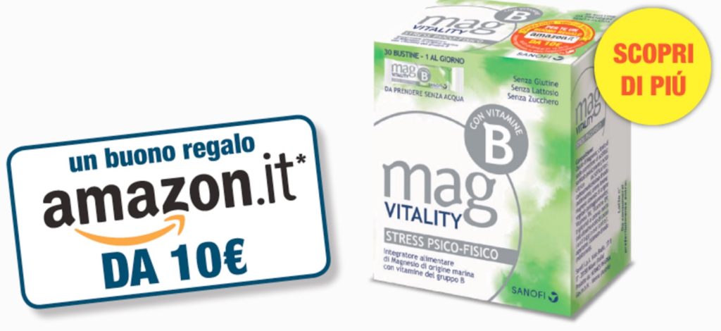 Gratis sul web - Buono Amazon di 10 euro se acquisti Mag Vitality 30 bustine orosolubili
