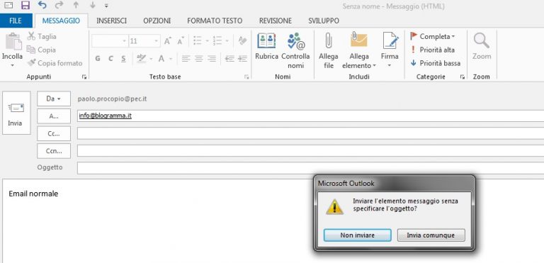 Come evitare l’invio d’email senza l’oggetto con Outlook
