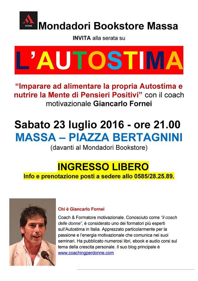 Autostima Bassa Ricaricala Gratuitamente Sabato 23 Luglio Al Mondadori Bookstore Di Massa